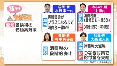 愛知選挙区の候補者の物価高対策(水野氏、辻氏、杉本氏、大西氏)